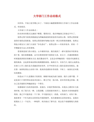 大学部门工作总结格式 
