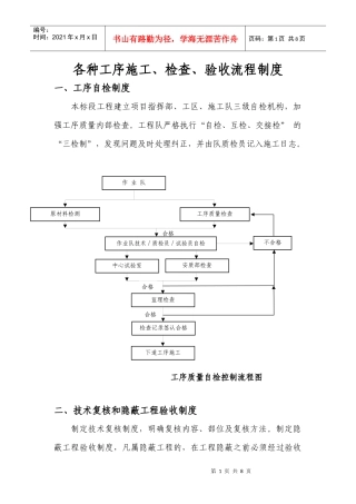 施工工艺流程设计、试验制度