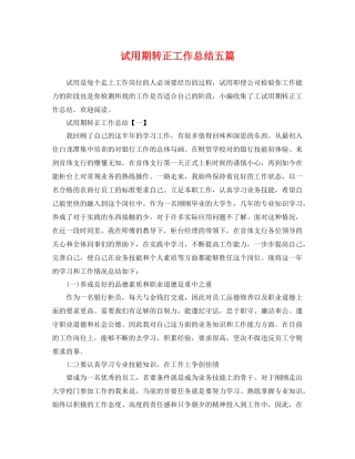 试用期转正工作总结五篇 