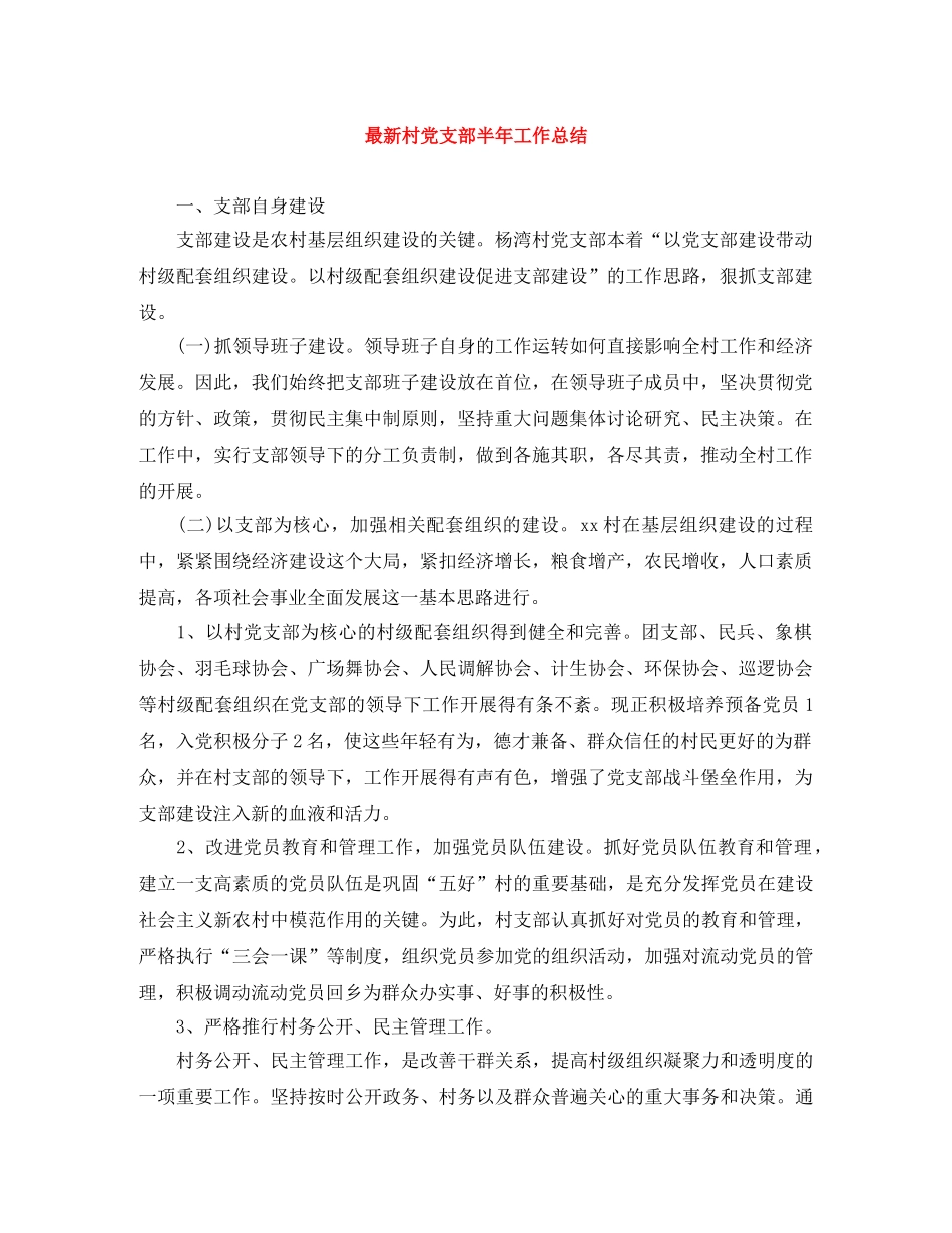 最新村党支部半年工作总结 _第1页