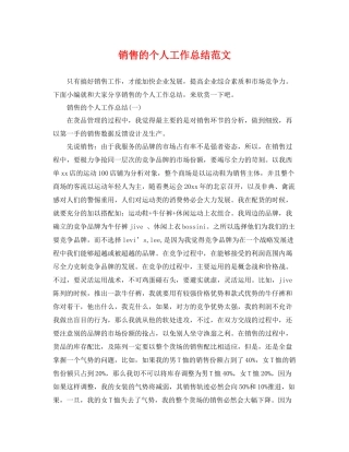 销售的个人工作总结范文 