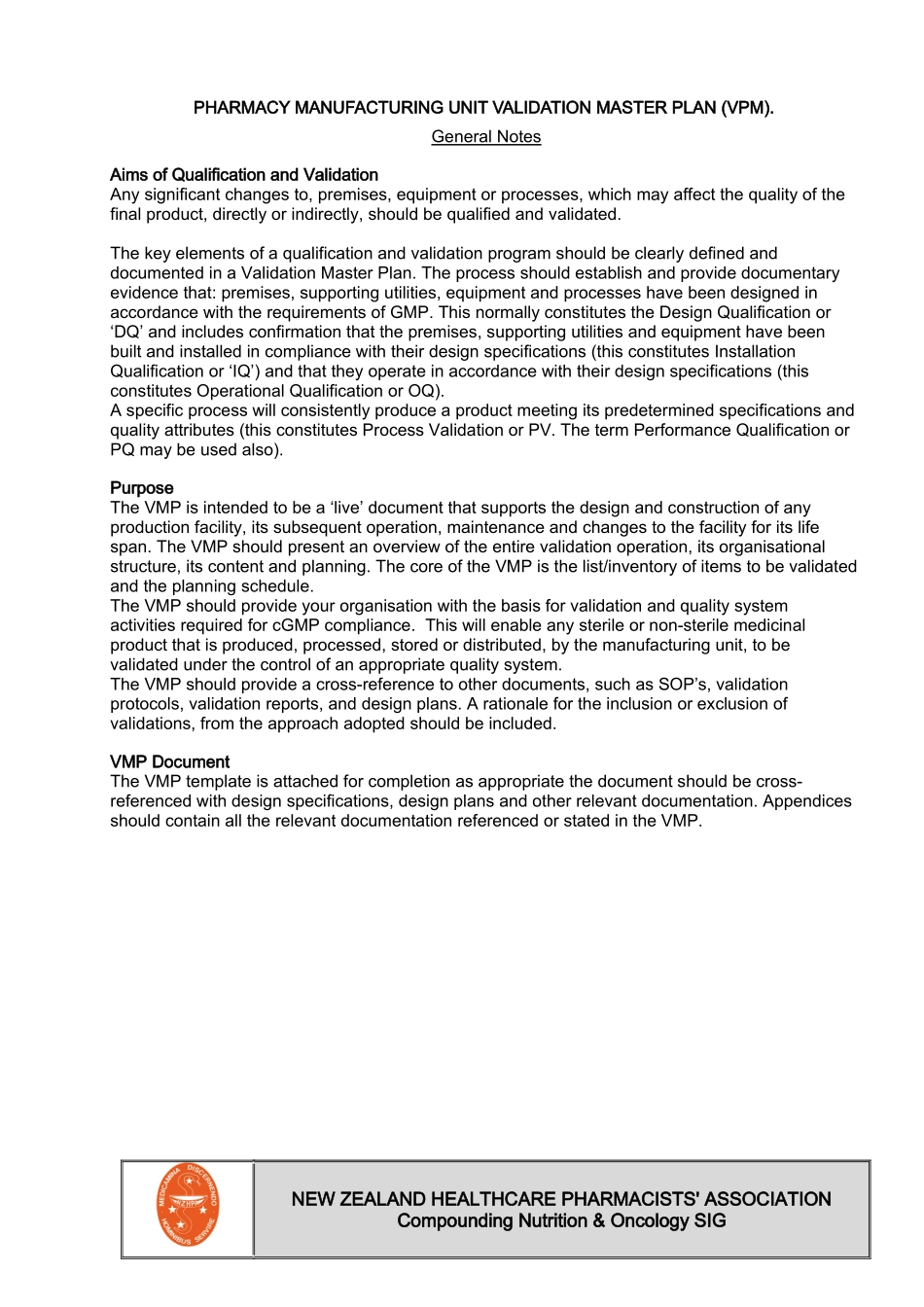 药品生产验证总计划(VMP)_第1页
