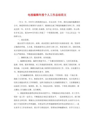 电视编辑年度个人工作总结范文 