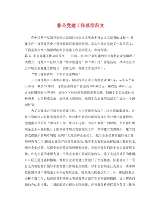 非公党建工作总结范文 