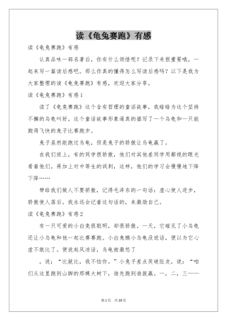 读《龟兔赛跑》有感