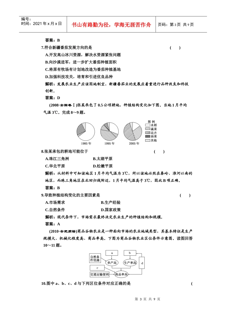 第二部分 第五章 人类生产活动与地理环境 阶段质量检测_第3页