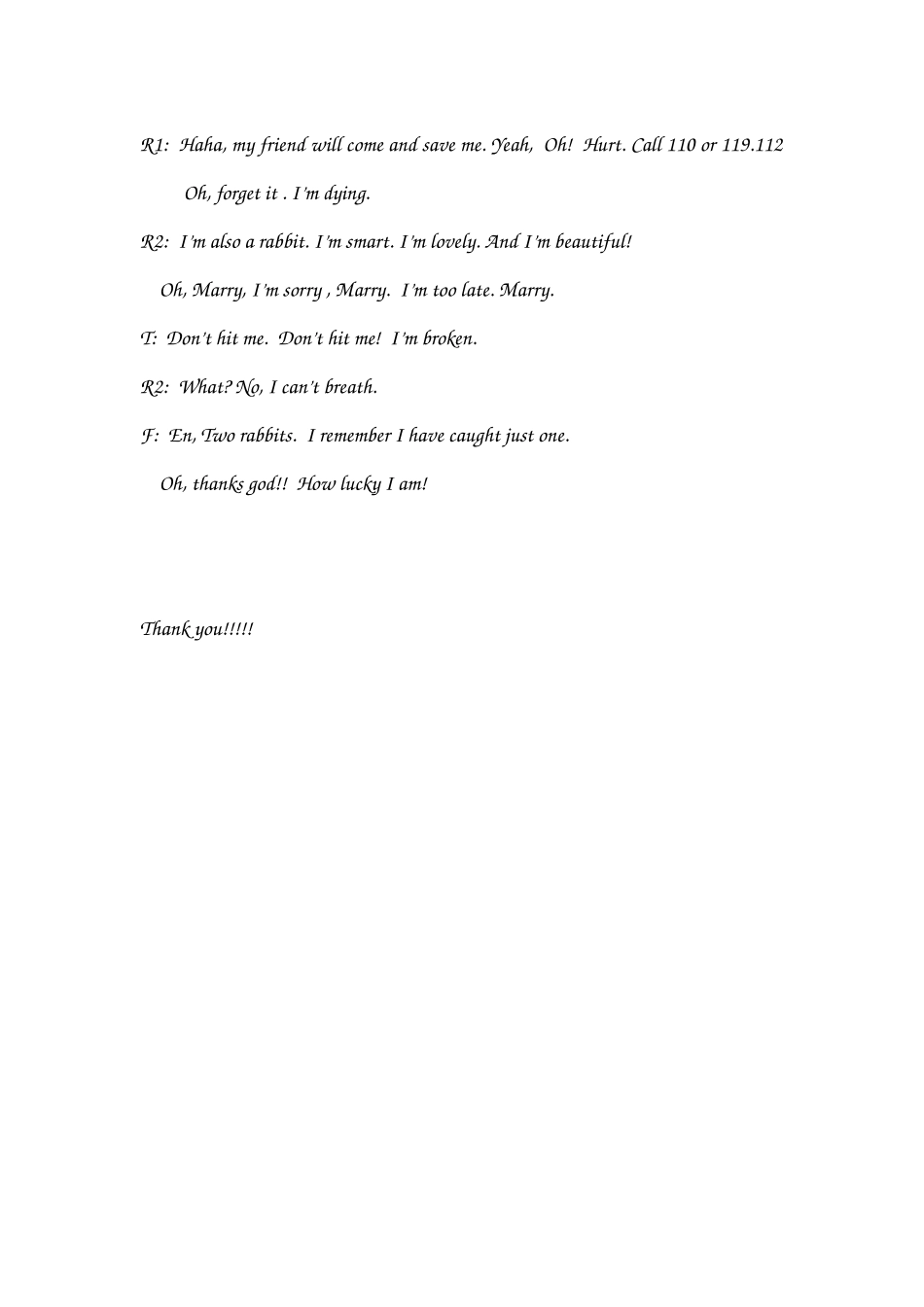 英语剧《守株待兔》英文剧本_第3页