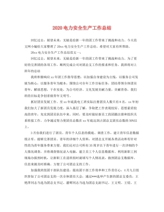 电力安全生产工作总结  (2)