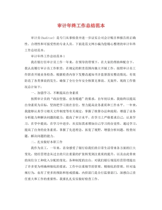 审计年终工作总结范本 