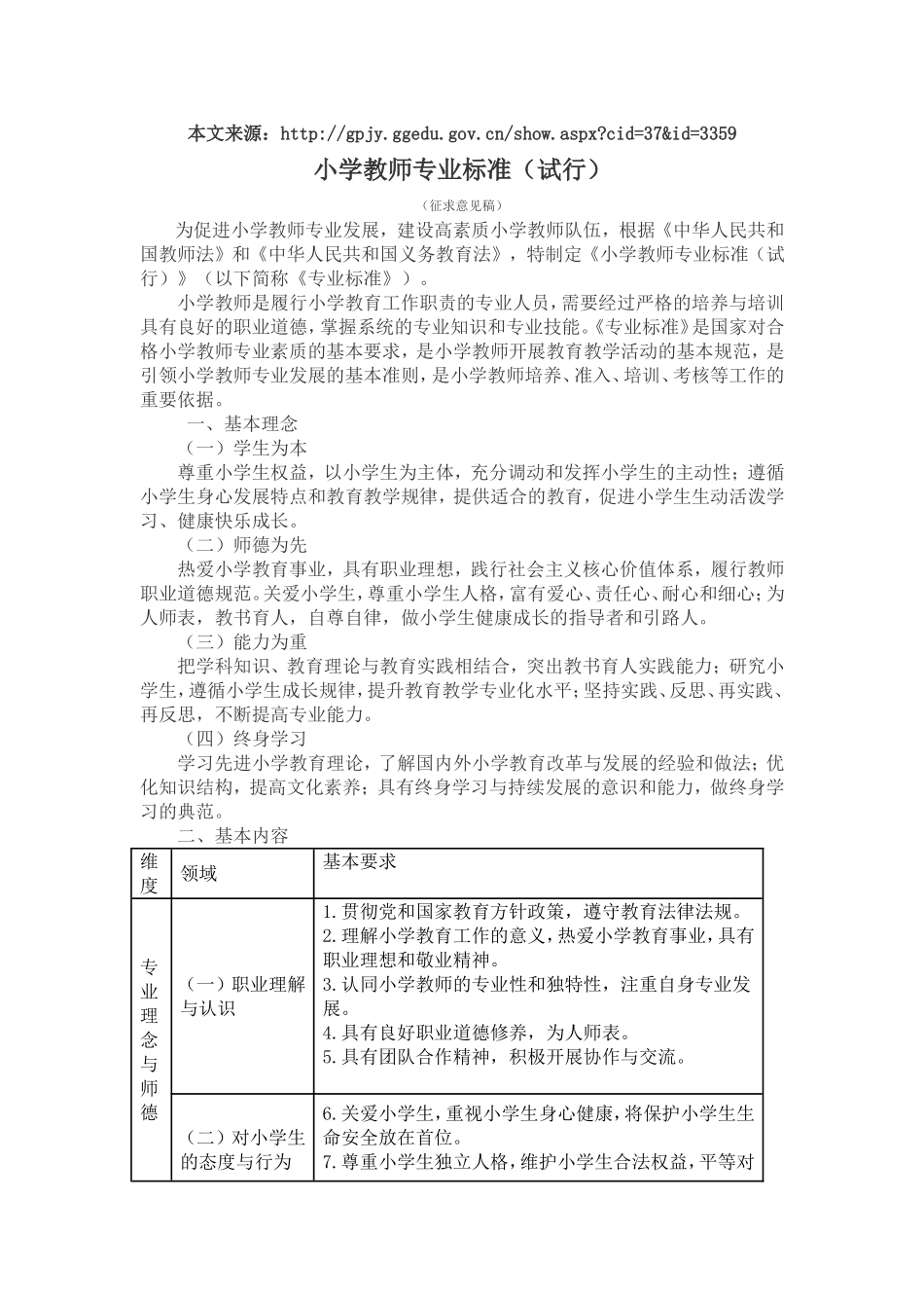 小学教师专业标准_第1页