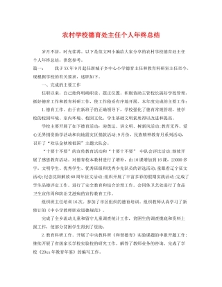农村学校德育处主任个人年终总结 