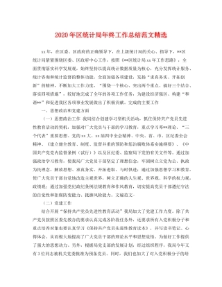 2020年区统计局年终工作总结范文精选 