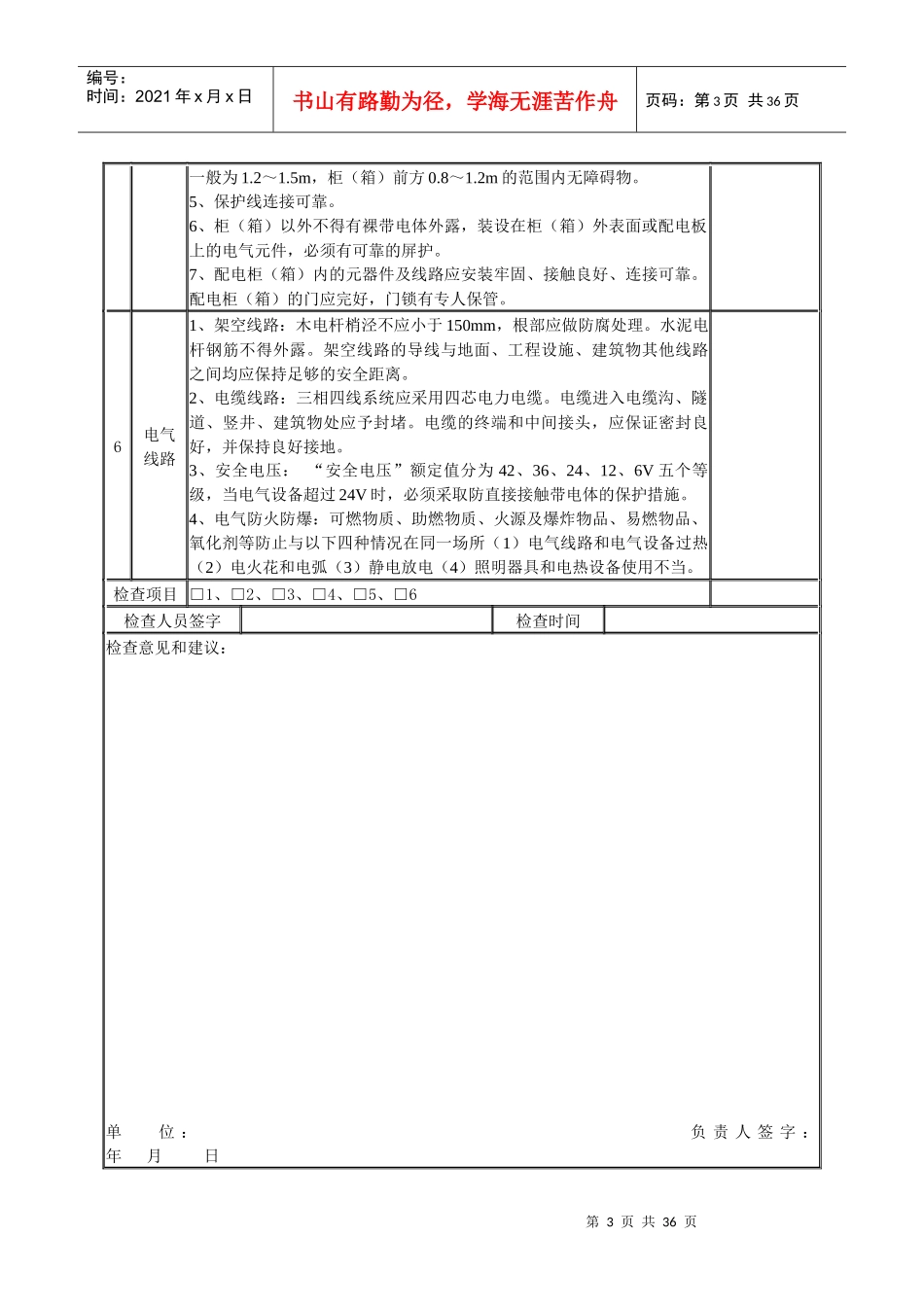 第一部分机械行业生产作业现场安全检查表_第3页