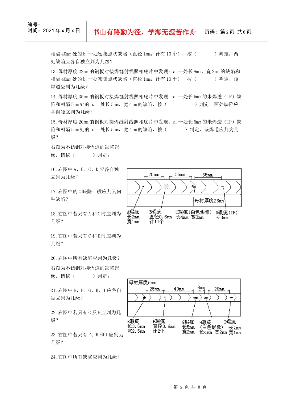 初、中级无损检测技术资格人员-射线检测考题汇编工艺规程_第2页