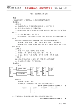 瓷柱、瓷瓶配线工艺标准(DOC6页)