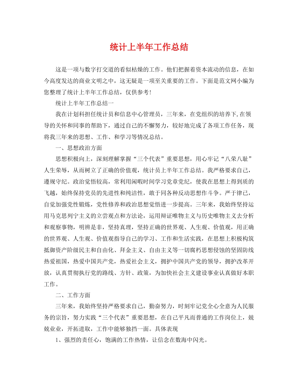 统计上半年工作总结 _第1页