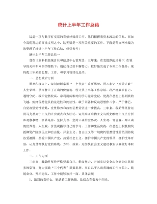 统计上半年工作总结 