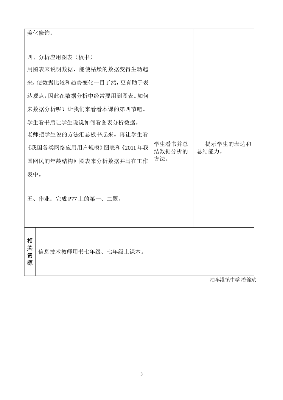七上信息教案：第18课《美化应用图表》_第3页