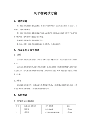 风平衡调试方案