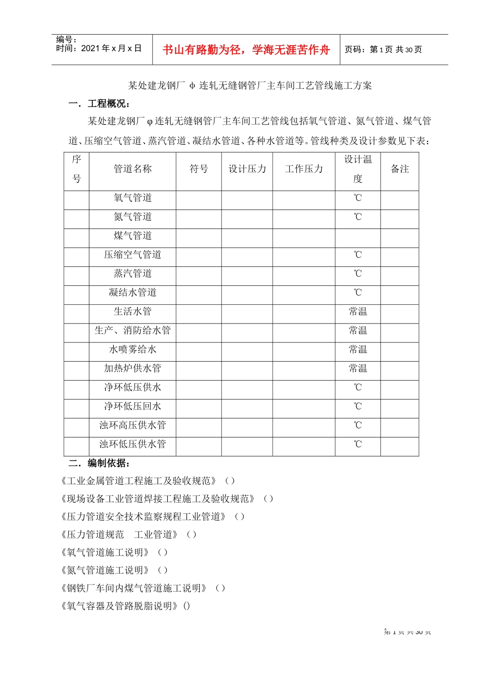 车间工艺管道施工组织设计(DOC31页)_第2页