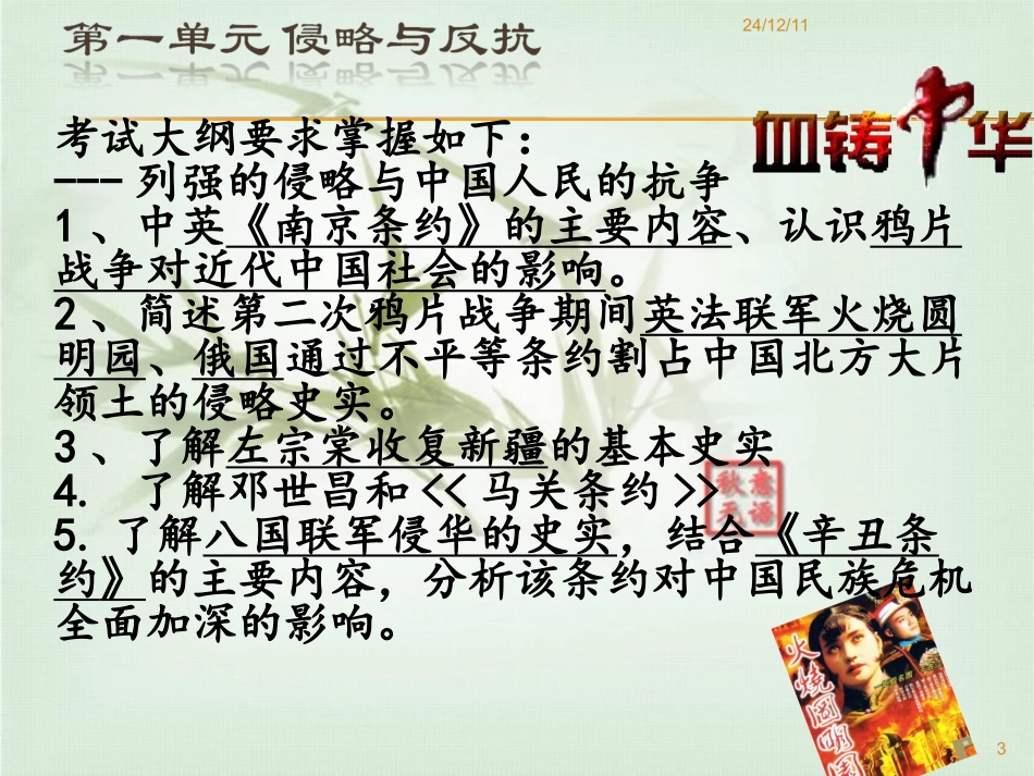 人教版历史八年级上册《侵略与反抗》复习课件_第3页