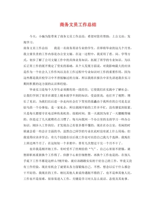 商务文员工作总结 
