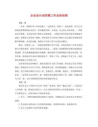 企业会计试用期工作总结结尾 