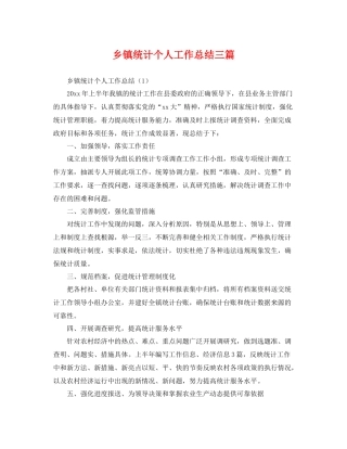 乡镇统计个人工作总结三篇 
