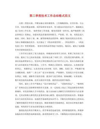 第三季度技术工作总结格式范文 