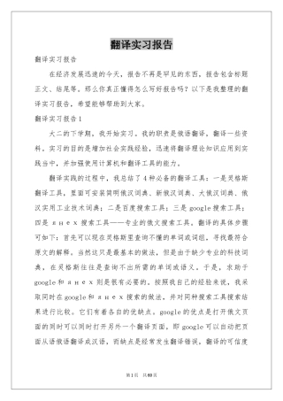 翻译实习报告