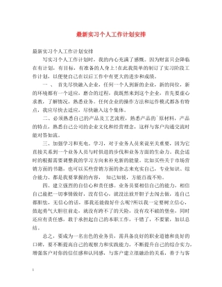 最新实习个人工作计划安排 