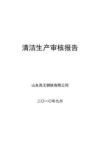 西王钢铁清洁生产报告验收版