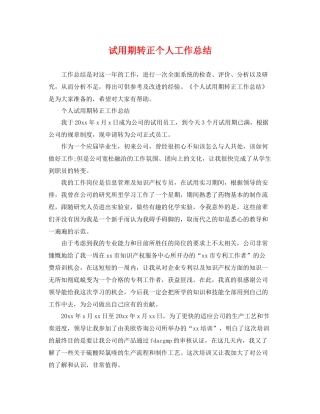 试用期转正个人工作总结 