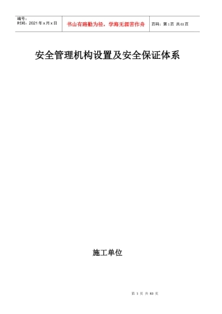 安全管理机构设置及安全保证体系概述