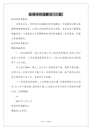 给领导的道歉信(15篇)