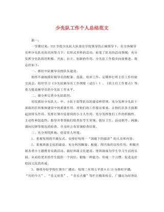 少先队工作个人总结范文 
