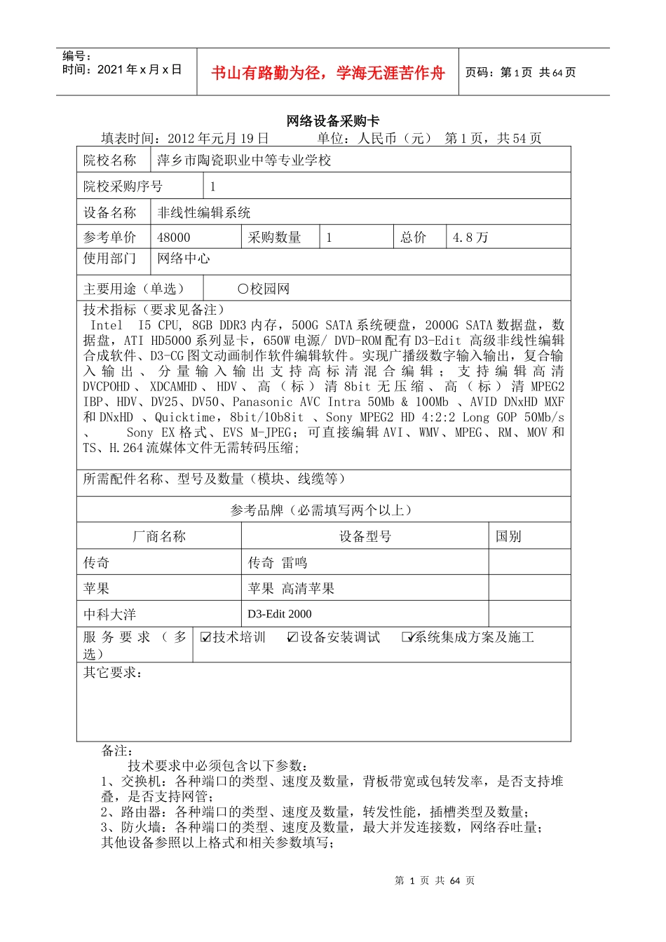 网络设备采购卡_第1页