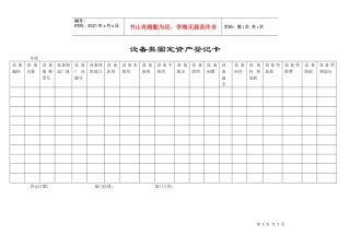 某公司设备类固定资产登记卡