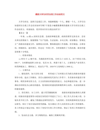 最新大学生村官自我工作总结范文 