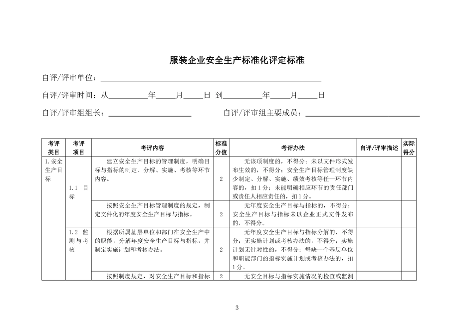 XXXX年工贸__服装生产企业安全生产标准化评定标准_第3页