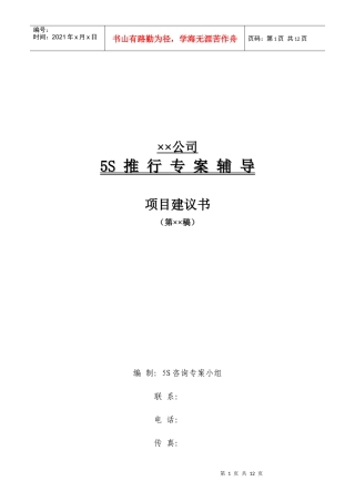 5S推行专案辅导