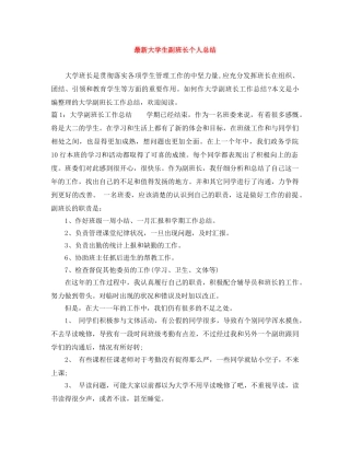 最新大学生副班长个人总结 