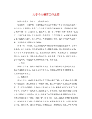 大学个人德育工作总结 