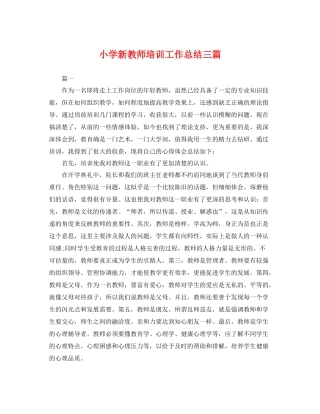 小学新教师培训工作总结三篇 