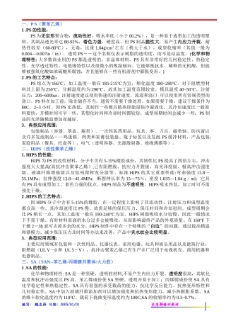 注塑常用原料的性能及加工工艺特点(1)