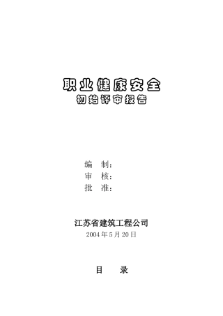 第1职业健康安全初始评审报告