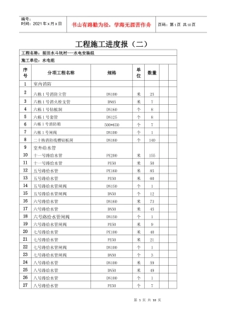 工程施工进度月报二