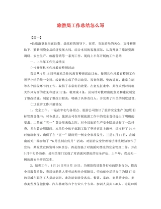 旅游局工作总结怎么写 