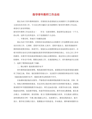 指导青年教师工作总结 