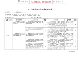 XX公司安全生产标准化自评表(DOC38页)